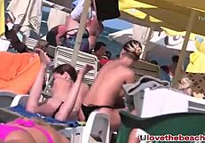 Amateur beach babe in bikini gets caught on hidden camera